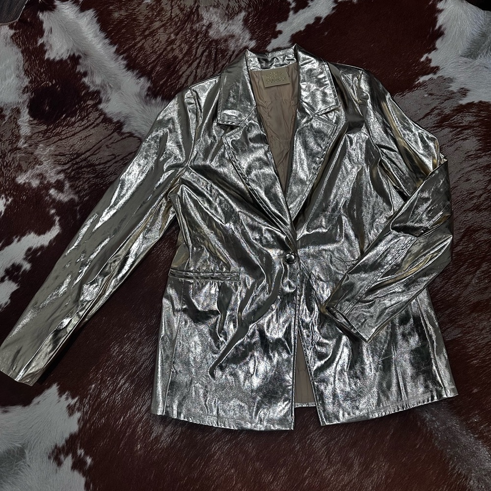 Judith March Metallic Silver Blazer